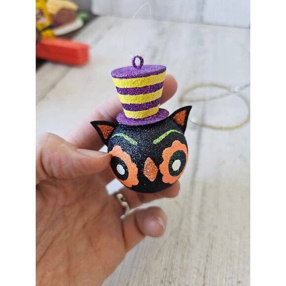 Pier 1 glitter owl ornament Halloween RARE tree unique Xmas - Picture 11 of 11